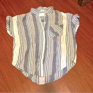 Mahina always and forever gray and white striped top size medium
